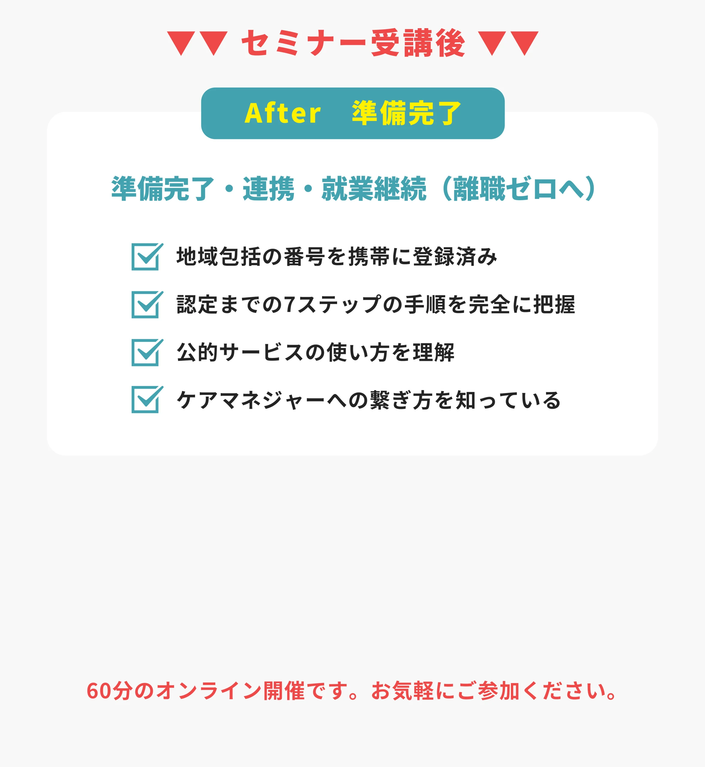 2030年データセクション + 60分オンライン開催のCTA